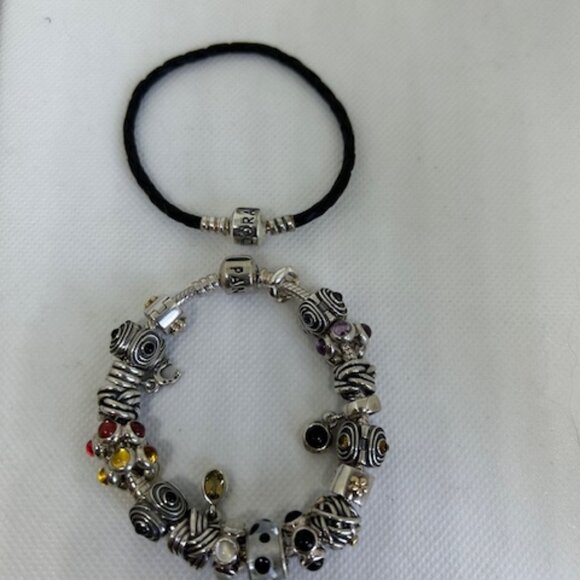 Pandora Charm Bracelet Sterling Silver, Gold & Precious Stones - Picture 1 of 4